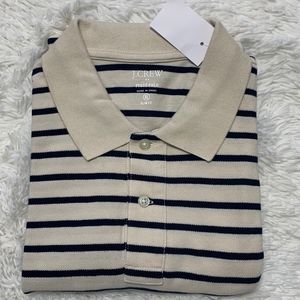 NWT J. Crew Pique Polo Shirt Striped Beige